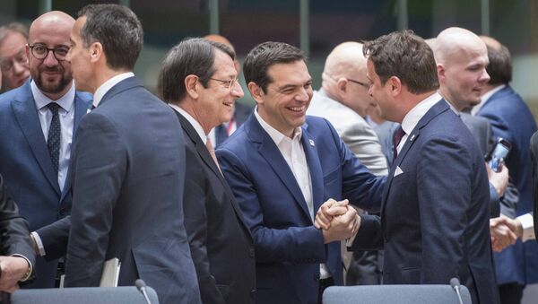 Премьер Греции Алексис Ципрас на саммите в Брюсселе