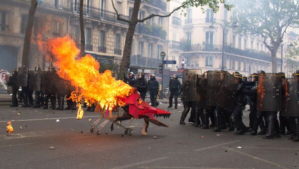 Полиция применила слезоточивый газ на первомайской демонстрации в Париже
