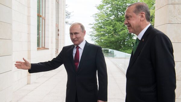 Президент РФ Владимир Путин и президент Турции Реджеп Тайип Эрдоган. Архивное фото