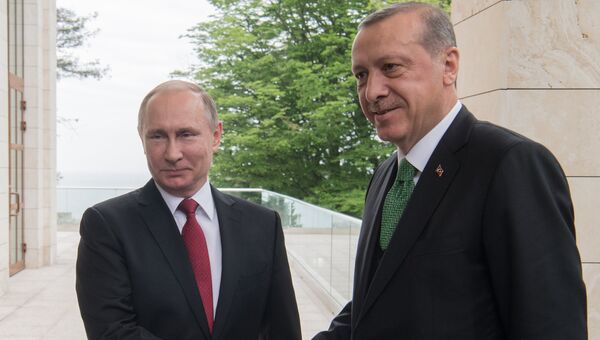 Президент РФ Владимир Путин и президент Турции Реджеп Тайип Эрдоган. Архивное фото