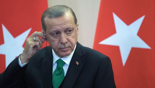Президент Турции Реджеп Тайип Эрдоган во время совместной пресс-конференции по итогам встречи с президентом РФ Владимиром Путиным. 3 мая 2017
