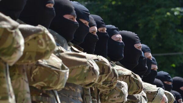Бойцы батальона Азов приняли присягу в Киеве. 2014 год 