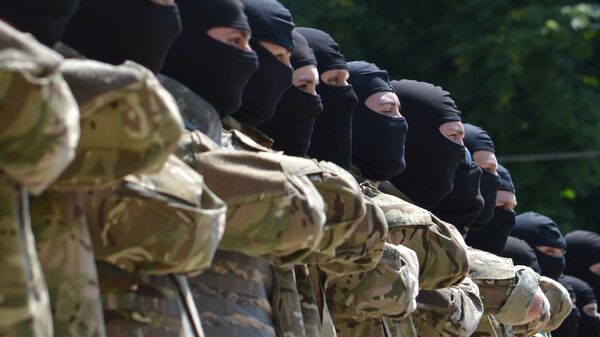 Бойцы батальона “Азов” приняли присягу в Киеве. 2014 год