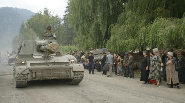 Российская военная техника направляется в зону вооруженного конфликта в Южной Осетии. 2008 год 