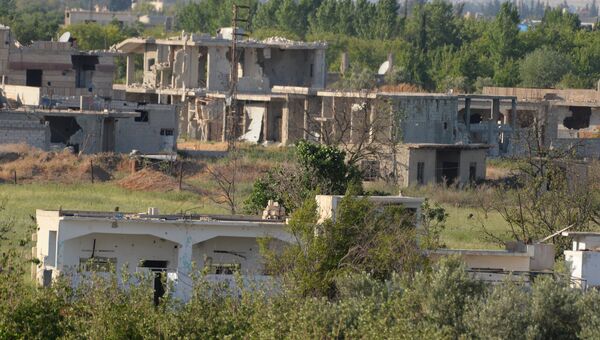 Здания, разрушенные в результате боевых действий в пригороде Дамаска Восточная Гута. Архивное фото