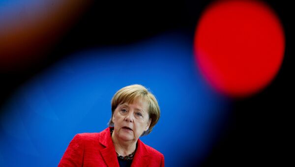 Канцлер Германии Ангела Меркель во время пресс-конференции в Берлине. 11 мая 2017