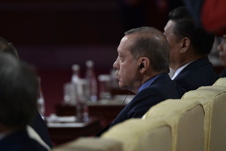 Президент Турции Реджеп Тайип Эрдоган на церемонии открытия Международного форума Один пояс, один путь. 14 мая 2017