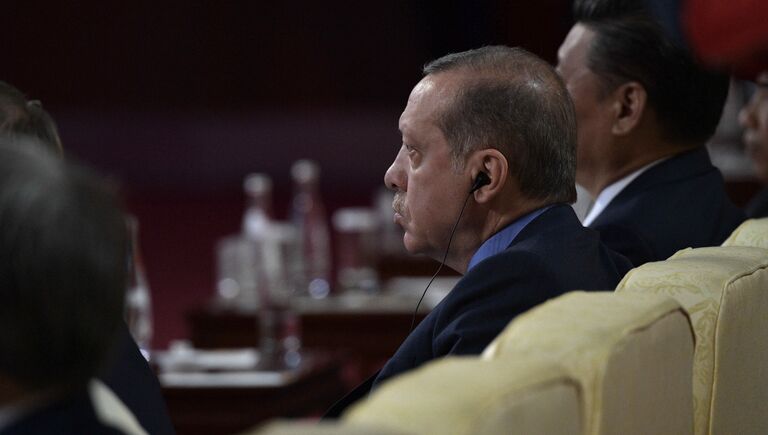 Президент Турции Реджеп Тайип Эрдоган на церемонии открытия Международного форума Один пояс, один путь. 14 мая 2017