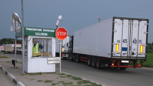 На таможенно-пропускном пункте на границе с Белоруссией
