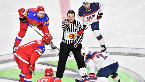 Перед началом матча группового этапа чемпионата мира по хоккею 2017 между сборными командами России и США