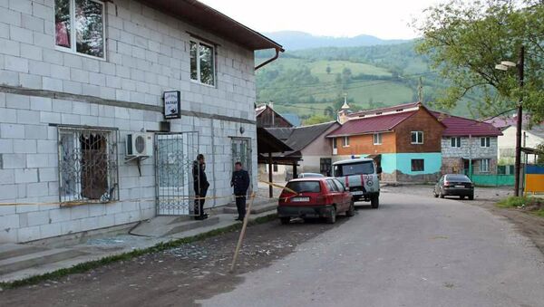 Кафе в селе Косовская Поляна в Закарпатской области Украины, где произошел взрыв гранаты РГД