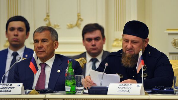 Глава Чеченской Республики Рамзан Кадыров и президент Республики Татарстан Рустам Минниханов