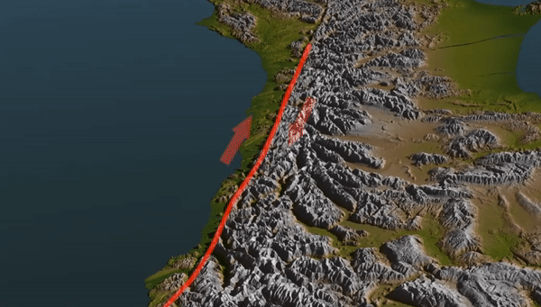 Схема движения тектонических плит в Новой Зеландии