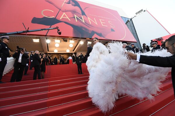 Тайская актриса Арая Альберта Харгейт на красной дорожке церемонии открытия 70-го Каннского международного кинофестиваля