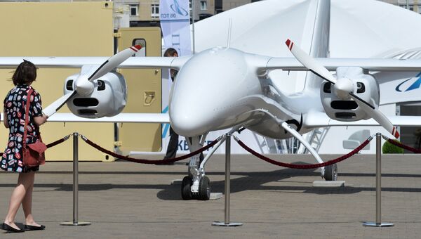 Беспилотный летательный аппарат на 8-й Международной выставке вооружения и военной техники Milex-2017 в Минске