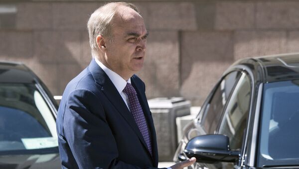 Заместитель министра иностранных дел РФ Анатолий Антонов у здания Совета Федерации РФ. 22 мая 2017