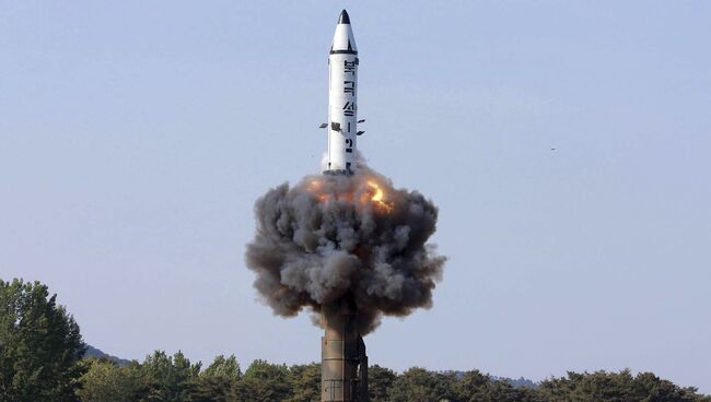 Пуск ракеты Пуккыксон-2 в Северной Корее. 22 мая 2017
