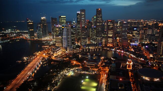 Вид на башни Сити и Raffles Place