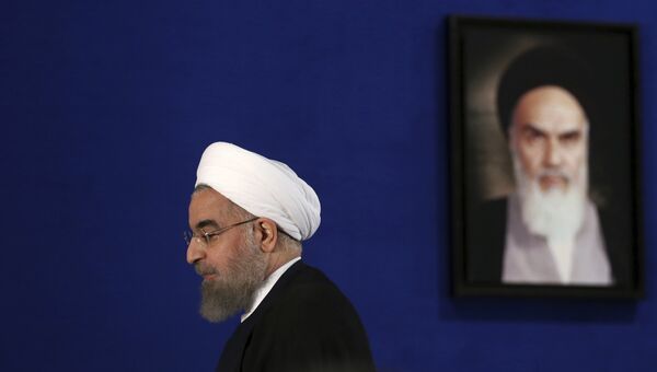 Президент Ирана Хасан Роухани во время пресс-конференции в Тегеране. 22 мая 2017
