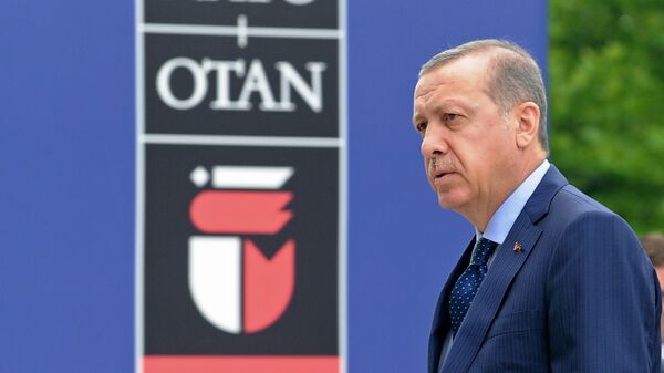 Президент Турции Реджеп Тайип Эрдоган на саммите НАТО. Архивное фото