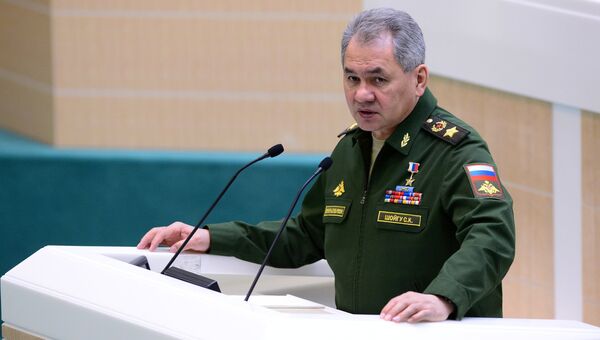 Министр обороны РФ Сергей Шойгу на заседании Совета Федерации РФ. 24 мая 2017