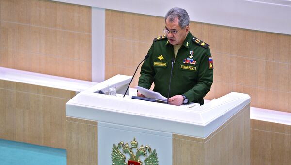 Министр обороны РФ Сергей Шойгу на заседании Совета Федерации РФ