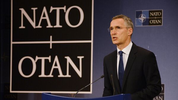 Генсек НАТО Йенс Столтенберг во время пресс-конференции в преддверии саммита НАТО