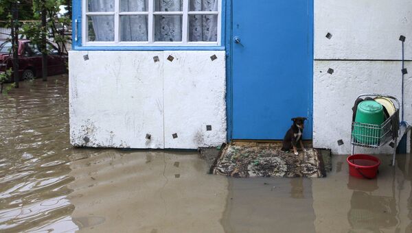 Дом в селе Левокумка, подтопленном в результате паводка в Ставропольском крае. Архивное фото