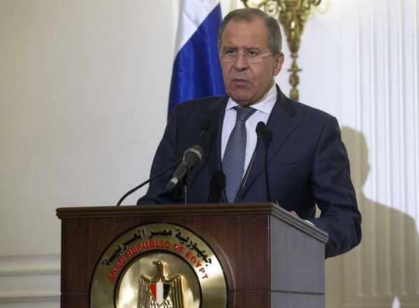 Министр иностранных дел РФ Сергей Лавров во время совместной пресс-конференции с министром иностранных дел Египта Самехом Шукри Министр иностранных дел РФ Сергей Лавров во время совместной пресс-конференции с министром иностранных дел Египта Самехом Шукри