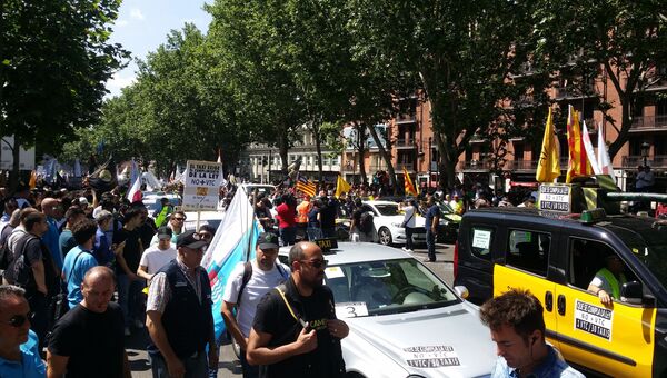 Митинг таксистов в Испании. Архивное фото