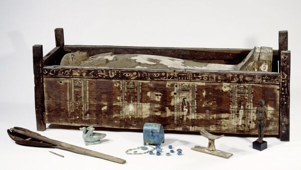 Саркофаг одной из трех мумий, чью ДНК ученым удалось прочитать полностью