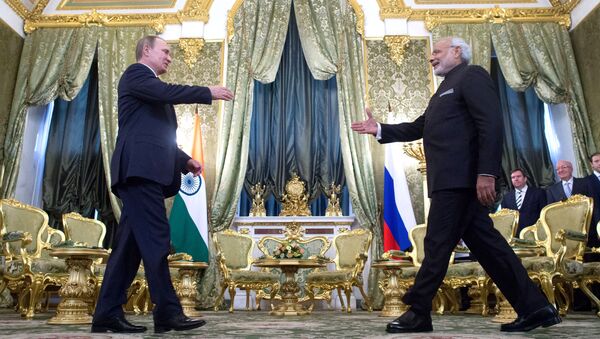Президент России Владимир Путин и премьер-министр Индии Нарендра Моди