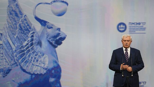 Губернатор Санкт-Петербурга Георгий Полтавченко выступает на торжественном открытии Санкт-Петербургского международного экономического форума 2017