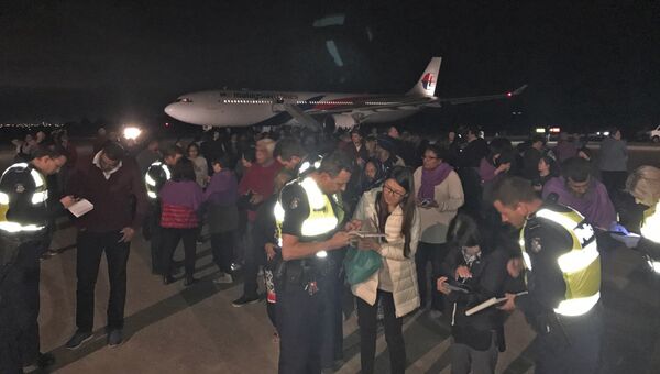 Полиция и пассажиры самолета Malaysia Airlines, где мужчина угрожал произвести взрыв