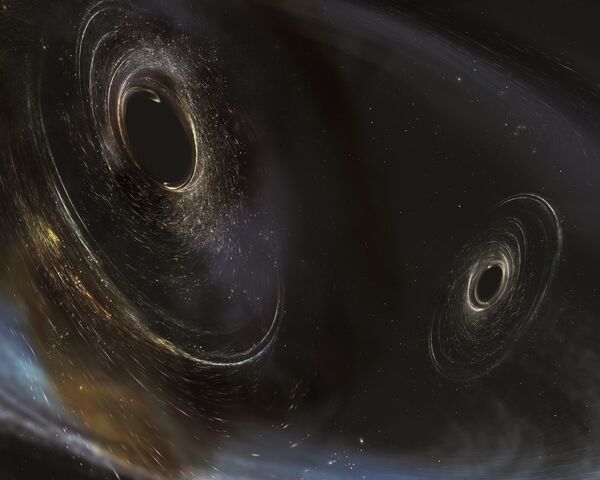 Так художник представил себе черные дыры в трех миллиардах световых лет от Земли