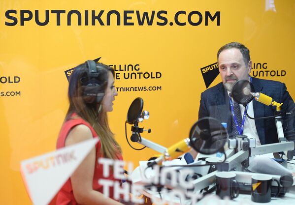Министр природных ресурсов и экологии РФ Сергей Донской во время интервью радио Sputnik на Санкт-Петербургском международном экономическом форуме 2017