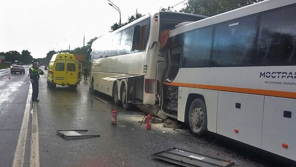 Столкновение двух автобусов в Коломенском районе Московской области