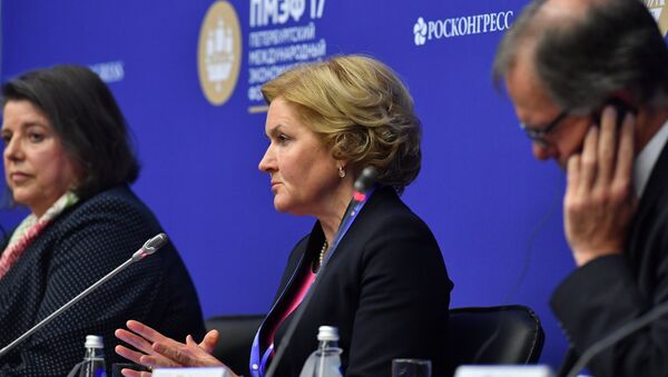 Заместитель председателя правительства РФ Ольга Голодец на Санкт-Петербургском международном экономическом форуме 2017. 2 июня 2017