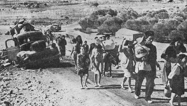 Беженцы на дорогах оккупированных Израилем арабских территорий. Шестидневная война 1967 года