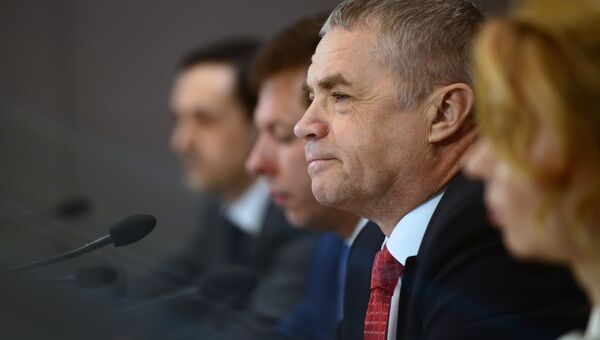 Заместитель председателя правления компании Газпром Александр Медведев на пресс-конференции на тему: Экспорт и повышение надежности поставок газа в Европу