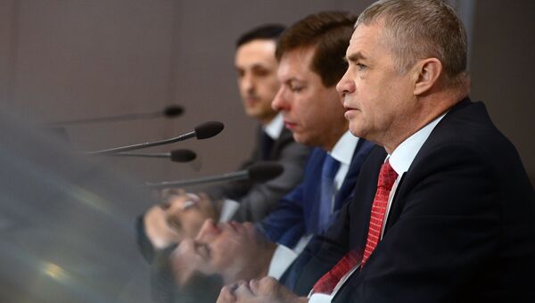 Заместитель председателя правления компании Газпром Александр Медведев на пресс-конференции на тему: Экспорт и повышение надежности поставок газа в Европу