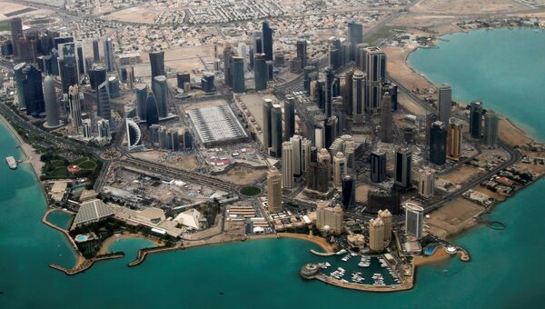 Вид с воздуха на дипломатическую территорию Дохи