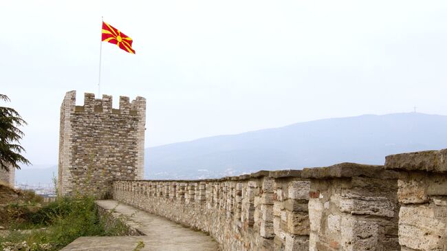 Средневековая крепость Скопско Кале в городе Скопье в Македонии. Архивное фото