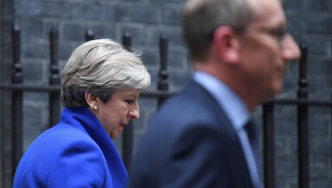 Премьер-министр Соединённого Королевства и  лидер Консервативной партии Тереза Мэй на следующий день после парламентских выборов. 9 июня 2017