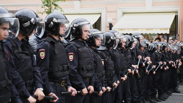 Полиция на акции на Тверской улице в Москве. Архивное фото