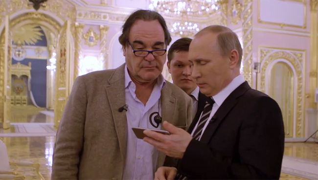 Кадр из фильма американского кинорежиссера Оливера Стоуна Интервью с Путиным