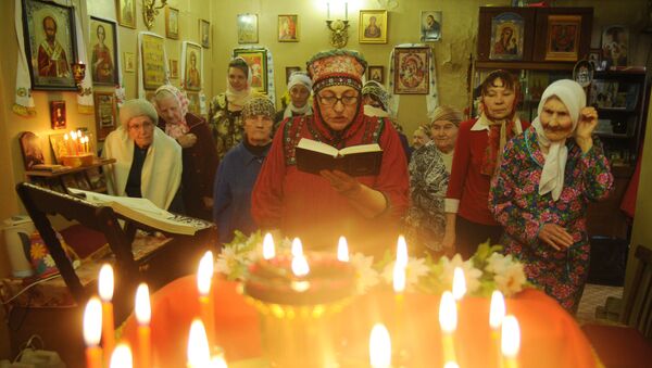 Празднование Пасхи в Доме ветеранов в поселке Деревяницы Новгородской области