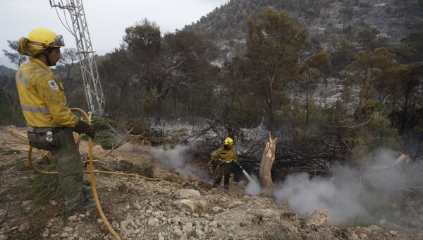 Пожарные во время лесного пожара на испанском острове Ибица. Архивное фото