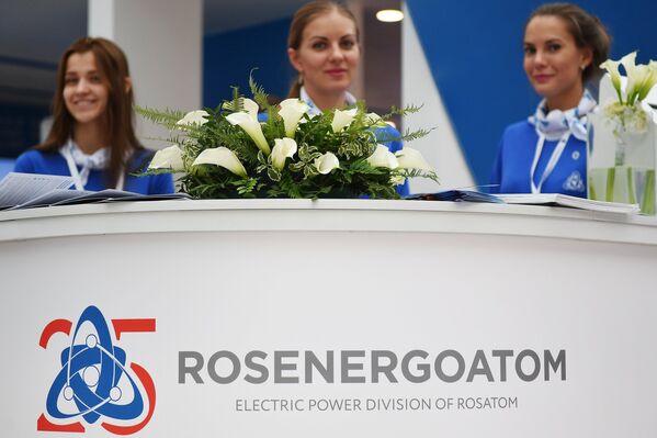 Стенд концерна Росэнергоатом на IX Международном форуме Атомэкспо в Москве