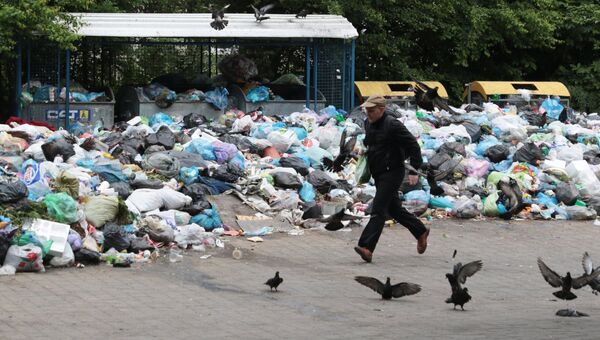 Невывезенный мусор на свалке во Львове